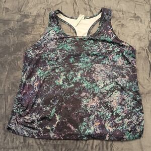 Fabletics Activewear Tank‎ Top Racerback Ruched Sides Abstract Print 2X